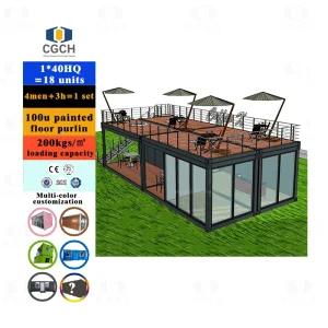 CGCH Low Price 20ft 40ft Prefab Detachable Container Coffee Shop Restaurant Luxury Container Bar LED Flat Pack Container House