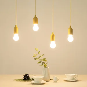 Remote Control Decorative Light Wood Color LED Pull Cord Bulb Lamp for Ambient Lighting