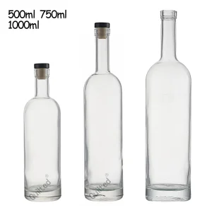 Wholesale clear liquor glass bottle