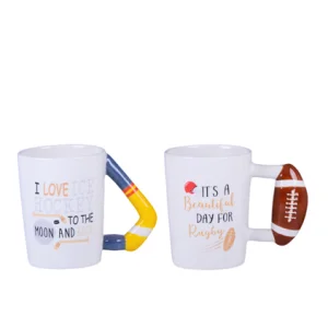 China Artisan Ceramic Mug with Abstract Tail Handle Design KDMC0770 Manufacturers, Supplier