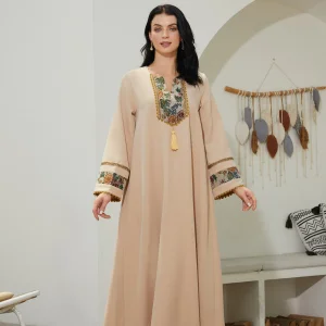C. S. X Hot Wholesale Lace Flower Beaded Abaya