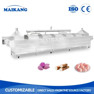 Linha de Cozinha com Vapor Sem Banho de Água Equipamento Industrial de Aquecimento Contínuo a Vapor para Cozimento de Alimentos Máquina de Blanchimento de Rolos de Sushi para Alimentos Rápidos Prontos para Comer