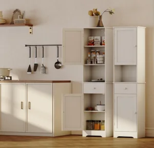 White Bathroom Storage Cabinet for Toiletries and Multi-Functional Use