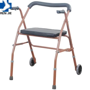 Wheels Aluminum Adjustable Foldable Rollator with Basket and Seat