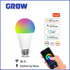 Amazon WiFi Tuya Smart Bulb Light A60 9W E27 E26 B22 RGB Colorful LED Lamp with Alexa and Google Home for Decoration Indoor Lighting with CE RoHS ERP Approval