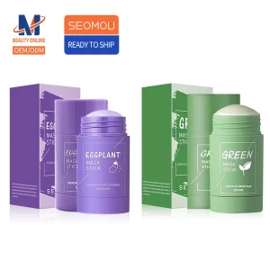 SEOMOU Hot Selling Facial Cleansing Clay Mask Green Tea Eggplant Cleansing Mask For Removal Blackheads Green Tea Mask