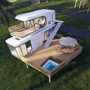 New Design Modular Light Steel Capsule Tiny House with Kitchen &amp; Bathroom Quick Assembly Luxury Villa for Hotel Use
