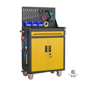 Fireproof Steel Tool Storage Cabinet on Wheels, Heavy Duty Metal Rolling Tool Trolley for Hazardous Workshop