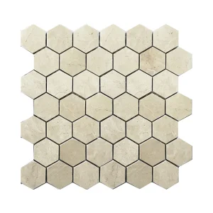 Crema Marfil Marble Hexagon Mosaic Tiles