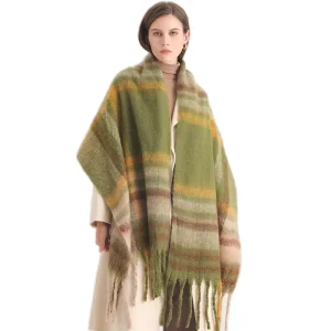 Scarf Shawl Soft Tassel Plaid Large Oversized Warm Winter Polyester Scarves