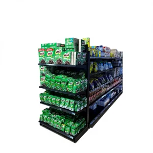 Good Quality Double-Sided Heavy Duty Iron Metal Gondola Rack Supermarket Display Stand
