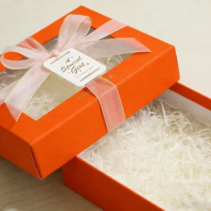 Orange Recycled Gift Box with Clear Window