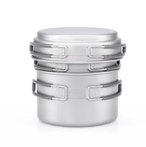 Kitchen Cookware 3-Piece Folding Camping Pan Set Pure Titanium Cook Pot and Dish Skillet Premium Titanium Cookware Sets