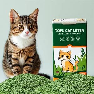 Acessório para Pet Areia de Gato Tofu com Aroma de Chá Verde Baixo Rastreamento para Limpeza Preço Bom Forma de Faixa Fundo Antiaderente OEM Tofu de Planta Pura 1.5mm/2.0mm