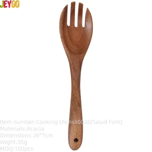 Kitchen Tool Spoon Acacia Wood Fork Restaurant Salad Pasta Grill Tasting Fork