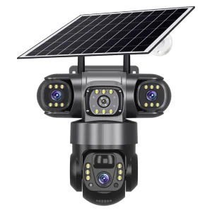 V380 Hotsale Triple Lens Solar 4G Camera Support Cloud And Memory Storage Two-way Voice Intercom Picture Push Alarm CCTV Camera
