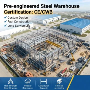 Certificado CE Estructura de Acero Prefabricada Almacén Taller de Almacenamiento Frío Diseño de Edificio Industrial
