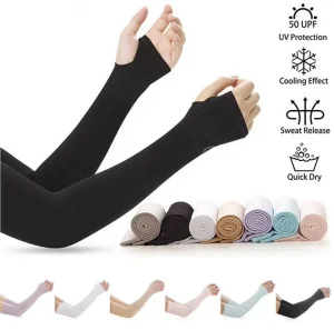 Summer Women Outdoor Sports Half Finger Sleeves Long Gloves UV Protection Hand Protector Cover Arm Ice Silk Sunscreen