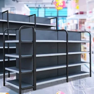 Sanyang Double Sided Metal Supermarket Display Racks Light & Heavy Duty Shelves for Store Use Material Free 3D Design