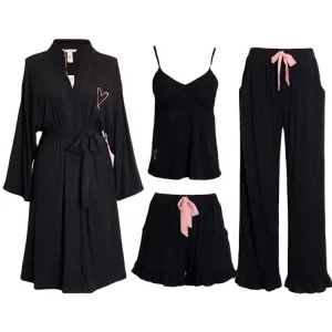 Hot Sale Black Love Logo Bathrobe Set