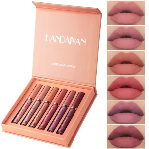 Private Label HANDAIYAN Luxury 6-Color Liquid Lipstick Set Waterproof Matte Lipgloss Gift Sets