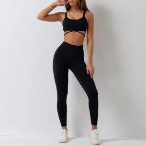 Ropa de yoga ecológica de secado rápido, mallas de gimnasio levantadoras de cadera, traje de fitness para mujeres, ropa deportiva
