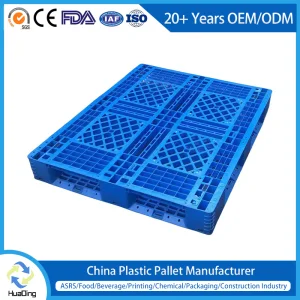 Huading 1200*1000*150mm Single Faced 4-Way Entry Grid Deck and Full-Perimeter Bottom 7PCS Steel Tubes Plastic Pallet
