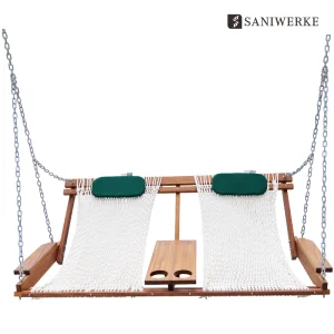 Teak Outdoor Garden Forest Green Pillow Prime Quality Deluxe Patio Swing