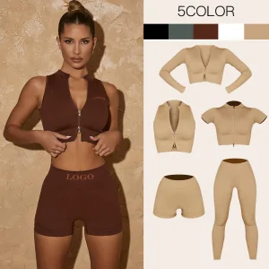 Women Zip Sports Wear Bra Top Workout Clothing