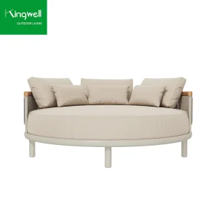 Leisure Garden Aluminum Outdoor Furniture Bed Rope Woven Round Daybed for Hotel Patio