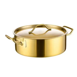 Hot Sale Non Stick Stainless Steel 28 cm Gold Luxury Hot Pot Soup &amp; Stock Pots With Lid