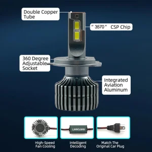 Universal V60 Car Accessories Canbus 120W 6000K Vehicle Driving LED Front Lamp Bulb