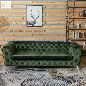 Modern Living Room Furniture Hotel Leisure Tufted Chesterfield Couch Velvet Fabric Sofa Set Home Furniture
