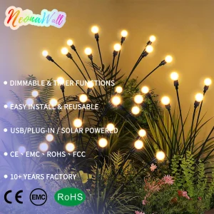 Solar Powered Firefly Lights Outdoor Swaying LED Landscape Lights for Garden Patio Yard Pathway Lawn Holiday Decoration