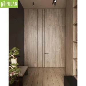 أحدث تصميم باب مملوء بخشب صلب أو لوح جزيئي مع إطار رفيع عازل للصوت من الألمنيوم أو تشطيب مطلي لغرفة النوم