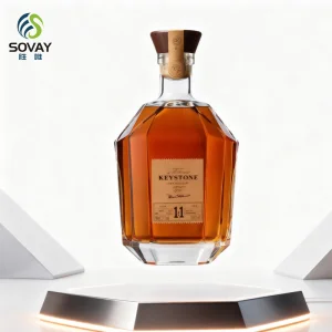 High-End 500ml 700ml 750ml Glass Wine Bottles with Cork Sea Frost Finish for Whisky Brandy Water Packing