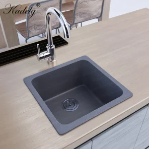 Small Size Grey Single Bowl Undermount Granite Composite Kitchen Sink Vent Pipe