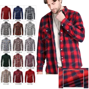 High Quality Vintage Style Men's Plaid Flannel Shirt Long Sleeved Double Pocket Fashionable Casual Anti-Wrinkle Breathable