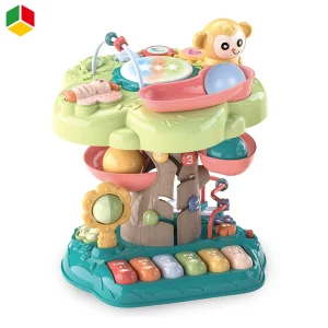 QS Baby Multi-Function Early Education Learning Cartoon Light Beat Drum Gear Piano Keyboard Musical Toys