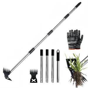 4.9FT Garden Dual Purpose Hand Hoe with Steel Handle for Soil Rake