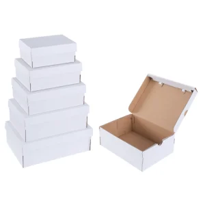 Custom White Rigid Paperboard Boxes Rectangle Gift Craft Packaging Set with Lid Open Display
