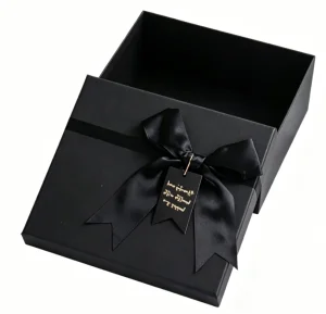 Custom Luxury Black Rigid Gift Box with Lid Recyclable Cardboard Packaging Box for Perfume Birthday Souvenir Gifts