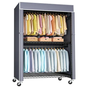 Portable Modern Steel 100% Polyester Dustproof Wardrobe Assembled Folding Multifunctional Bedroom Bathroom Living Room Clothing