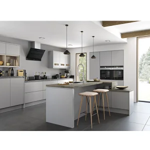 Novo Armário de Cozinha Personalizado Matt Luxo Preto Contemporâneo Melamina Estilo Europeu Design Moderno