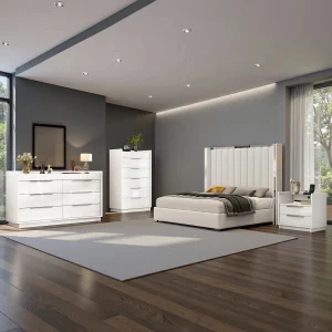 Factory Direct High Quality White 4 Piece High Gloss Dresser