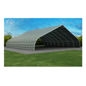 Prefabricated 4m Eave Height Large Arch Warehouse Tent 1600sqm Aluminum Frame Industrial Storage Marquee With Camouflage Cover