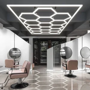 RGB Honeycomb Hexagon LED Garage &amp; Workshop Ceiling Lights-Portable Modular Design for Office Use