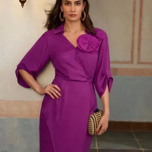 Vestidos casuales manga larga cuello en V