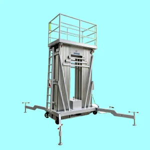 CE 8m Electric Mobile Portable Hydraulic Twin Mast Aluminum Alloy Personnel Lift Platform with Wheels 150-300kg