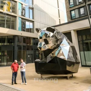 Stainless Steel Panda Sculpture